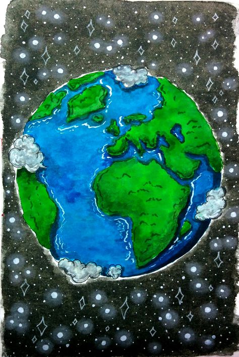 Cartoon Earth Planet, World Drawing Earth Sketch, Realistic Earth Drawing, Life On Planet Earth Drawing Competition, Earth Drawing Aesthetic, Earth Drawing Simple, Earth Drawing Easy, Earth Graffiti, Drawing Of Earth