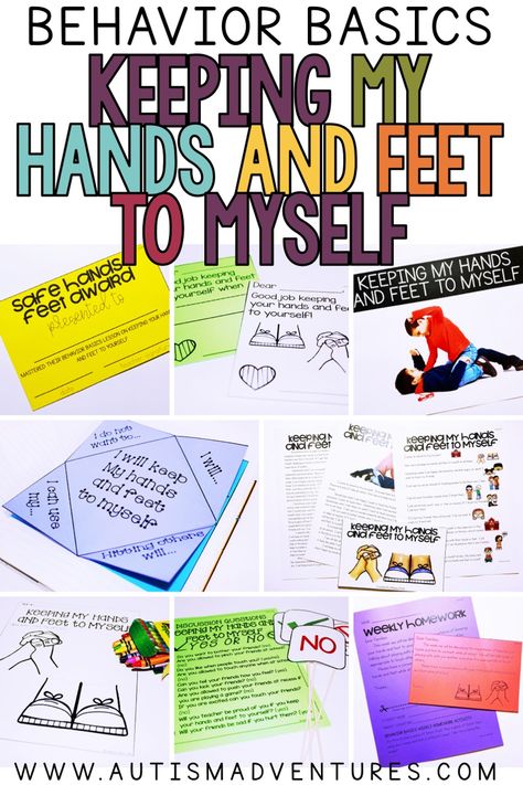 Hands To Yourself Activities, Keeping Hands To Self Activities, Katrina Bennett, Teaching Classroom Rules, Director Board, Collaboration Activities, Reading Response Worksheets, Special Education Classroom Setup, Behavior Specialist