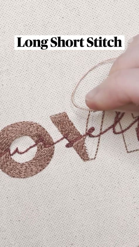 Long Short Stitch Embroidery, Long Short Stitch, Basic Hand Embroidery Stitches, Embroidery Lessons, Diy Embroidery Designs, Hand Embroidery Videos, Diy Embroidery Patterns, Basic Embroidery Stitches, Hand Embroidery Tutorial