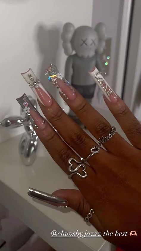 Acrylic Toe Nails, Long Acrylic Nail Designs, Colored Acrylic Nails, French Tip Acrylic Nails, Short Square Acrylic Nails, Long Acrylic Nails Coffin, Acrylic Nails Coffin Pink, Long Square Acrylic Nails, Unique Acrylic Nails