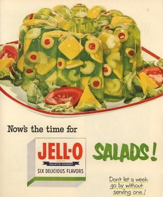 I'll bet that like me, more than a few of you have a very similar recipe or two like just this one tucked away between the pages of your mother's old cookbooks. DId people really eat things like this?! Jello Salad Recipes, Jello Flavors, Jello Salads, Gross Food, Gelatin Dessert, Jello Salad, Jello Molds, Jello Recipes, Jell O