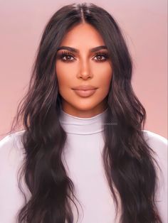 Kim Kardashian makeup Kim K Natural Makeup, Kim K Wedding Makeup, Kim Kardashian Glam Makeup, Dark Brown Hair Makeup Looks, Kim K Makeup Looks Natural, Celebrity Glam Makeup, Make Kardashian, Kim K Glam, Kim K Makeup Looks