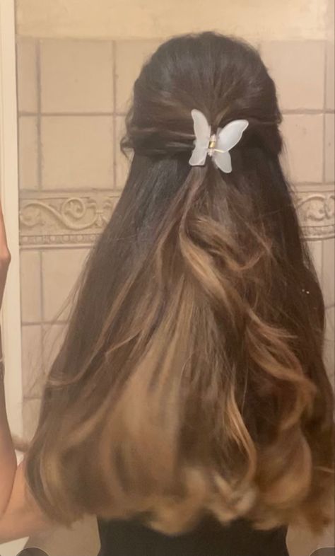 Cute Hairstyles Ideas, Fashion Show Outfit, Butterfly Hairstyle, Long Hairstyle Ideas, 6th Form, Long Silky Hair, Butterfly Style, Bow Hairstyle, Trendy Hairstyle