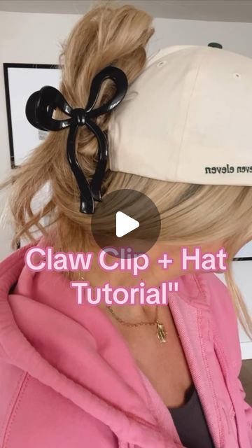 Michelle Diltz on Instagram: "Claw clip + Hat tutorial 💖   #clawcliphairstyle #hairtutorial #hathairdontcare #hairideas #hathair #hairideas #hathairstyle" Hair Clip With Hat On, Claw Clip And Baseball Cap, Hat And Claw Clip Hairstyles, Claw Clip Hairstyles With Hat, Hair Clip With Hat, Hat Claw Clip Hack, Claw Clip Hat Hairstyles, Claw Clip With Hat, Clip With Hat