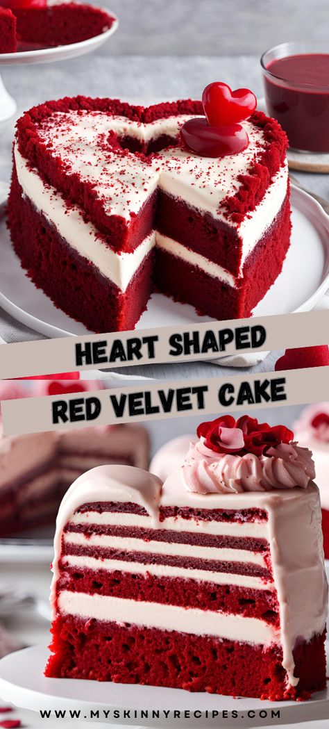 Celebrate love with this moist and tender Heart Shaped Red Velvet Cake! Topped with tangy cream cheese frosting, it's perfect for any romantic occasion. #RedVelvetCake #ValentinesDay #Baking #Dessert #CakeLovers 🍫✨ Red Velvet Heart Cake, Cake With Hearts, Heart Shaped Cake Pan, Tender Heart, Hummingbird Cake, Boston Cream Pie, Boston Cream, German Chocolate Cake, Velvet Heart