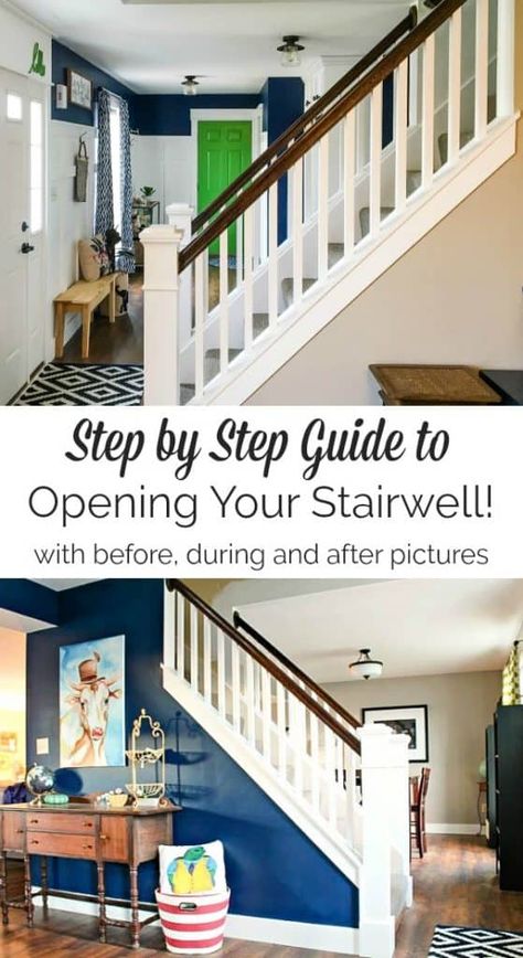 Stairs Painted, Wall Staircase, Stairwell Wall, Open Stairs, Diy Staircase, Interior Staircase, Staircase Remodel, Staircase Wall, Staircase Makeover