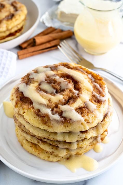 Quick Cinnamon Roll Pancake Recipe – Yummy and fully Pancake Donuts Recipes, Cinnamon Roll Pancakes Easy, Cinnamon Bun Pancakes, Seasonal Traditions, Pancakes With Cinnamon, Cinnamon Roll Pancakes Recipe, Hershey Recipes, Gingerbread Dessert, Cinnamon Roll Pancakes