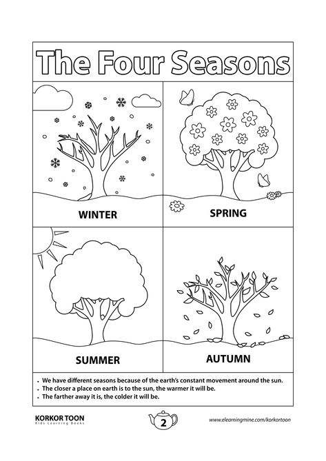 Free Printable High Quality Coloring Pages, Books and Worksheets for kids | Download Free PDF for Seasons Coloring Book for Kids | KORKOR TOON 4 Seasons Worksheet Kindergarten, History Worksheets For Kindergarten, Seasons Crafts For Kids, Seasons Worksheets For Kids, Seasons Worksheets For Kindergarten, Kindergarten Seasons, Kindergarten History, Seasons Flashcards, Seasons Coloring Pages