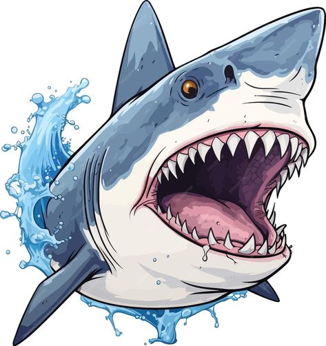 Ilustración vector agresivo gran tiburón blanco dibujos animados | Vector Premium Megladon Shark Pictures, Avengers Coloring Pages, Shark Illustration, Avengers Coloring, Shark Pictures, Easy Draw, Shark Drawing, Scary Drawings, Big Shark