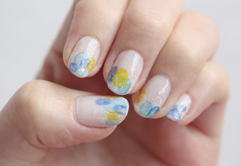 Small Good Things » Nail Art: Watercolour Nails with Acrylic Paints Watercolour Nails, Short Rounded Acrylic Nails, Watercolor Nail Art, Rounded Acrylic Nails, Glitter Gradient Nails, Nail Polish Shades, Water Color Nails, Nail Design Inspiration, Short Nails Art