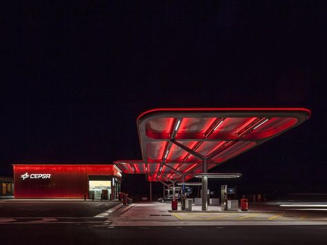 Gallery - CEPSA Service Station / Saffron Brand Consultants + Malka+Portús arquitectos - 8 Small Canopy, Station Service, Petrol Station, Filling Station, Service Station, Bus Station, Brand Experience, Experience Design, Booth Design