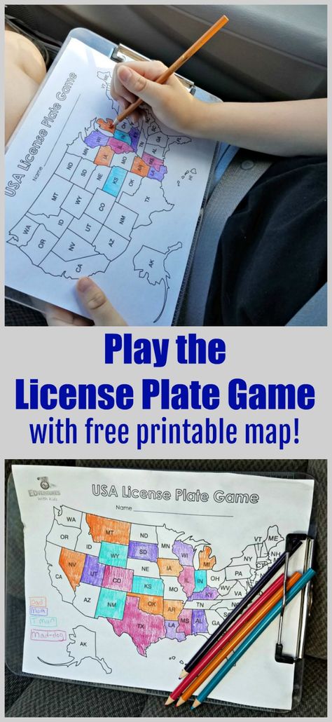 License Plate Game, Printable Road Trip Games, Family Car Trip, Printable Road, Trip Games, Road Trip Activities, Road Trip Games, Long Car Rides, Road Trip With Kids