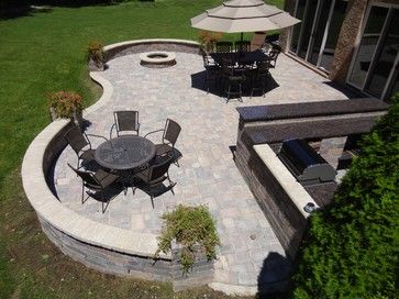 Patio Firepit Home Design Ideas, Pictures, Remodel and Decor Backyard Stone, Patio And Fire Pit, Pavers Backyard, Stone Ideas, Paver Designs, Patio Layout, Concrete Patio Designs, Patio Pavers Design, Concrete Patios