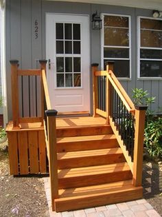 Front Steps and landing - Handyman Club of America - Handyman Forums | DIY  Message Board Front Porch Stairs Ideas, Porch Stairs Ideas, Stairs For Mobile Home, Porch Steps Ideas, Front Porch Stairs, Outside Steps, Front Porch Steps, Porch Stairs, Porch Kits