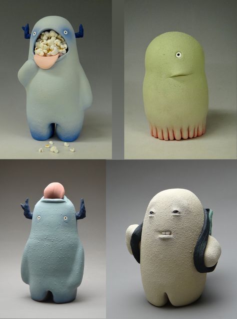 Clay Characters Character Design, Ceramics Characters, Clay Character Sculpture, Pottery Characters, Ceramic Toys, Ceramic Characters, Ceramic Monsters, Clay Characters, 3d Karakter