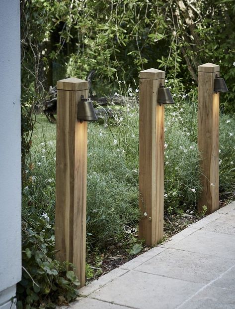 Driveway Posts, Electrical Ideas, Garden Post Lights, Driveway Lights, Garden Well, Gazebo Ideas, Timber Posts, Garden Totem, Driveway Lighting