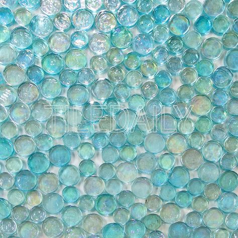 Iridescent Random Circles Mosaic Tile Glass Tile Shower, Iridescent Mosaic, Aqua Tiles, Penny Round Tiles, Mosaic Bathroom, Round Tiles, Bath Tiles, Shower Tile Designs, Turquoise Glass