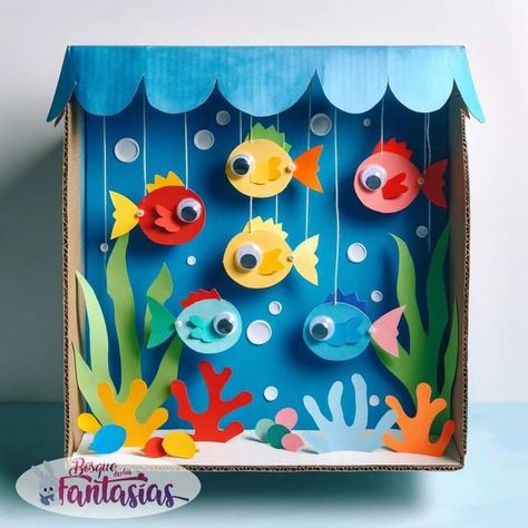 Schools, Colleges & University - Education Foam Sheet Animal Craft, Aquarium Crafts For Kids, Cardboard Aquarium, Craft Ideas For Students, Creative Craft Ideas, Aquarium Craft, Hand Art Kids, Coconut Shell Crafts, Creative School Project Ideas