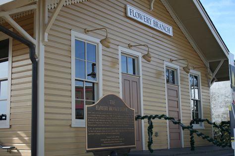 Flowery Branch, Georgia, Historic Train Depot.  Flowery Branch Municipal Court is located in City Hall, which is just off I-985 in the Historic Downtown Flowery Branch area.  The Municipal Court handles numerous Speeding Tickets, DUI’s, Shoplifting charges and other misdemeanor infractions. Osgoode Hall Law School, Speeding Tickets, Antique Alley Indiana, Attorney At Law, Train Depot, City Hall, Georgia, Favorite Places, Outdoor Decor