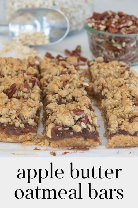 Apple Butter Oatmeal Bars, Apple Butter Desserts, Apple Butter Oatmeal, Apple Butter Uses, Oat Crust, Recipe Using Apples, Oatmeal Bars Recipes, Apple Oatmeal Cookies, Oatmeal Cookie Bars