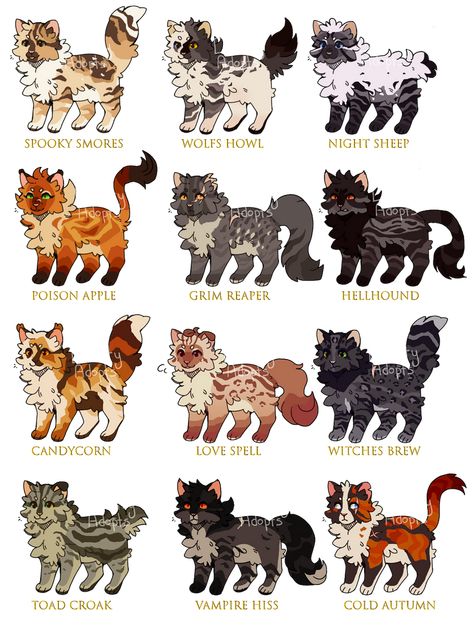 Warrior Cat Oc Adoptables, Warrior Cats Wcue Oc, Warriors Cats Ocs, Cat Adopts Art, Warrior Cat Oc Inspiration, Mancoon Cat Drawing, Cat Ocs Art, Cat Adoptables Art, Warrior Cats Design Ideas