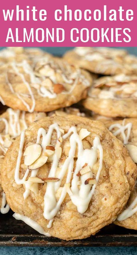 The chewiest, most indulgent white chocolate chip cookies you will ever have! These White Chocolate Chip Almond Cookies will be gone in no time! Almond Meal Cookies, White Chocolate Chip Cookies, White Chocolate Cookies, Dessert Chocolate, Baked Goodies, Almond Cookies, Best Cookie Recipes, Food Dessert, Chocolate Almonds