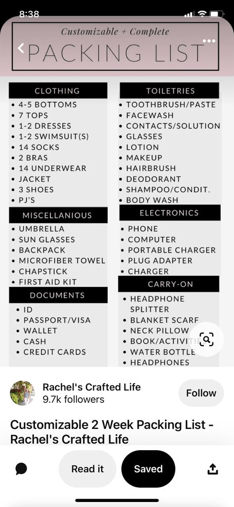 9 Day Trip Packing List, Jamaica Outfit, What To Pack For Vacation, Jamaica Outfits, Sleepover Things, Sleepover Things To Do, Vacation Packing, Long Trips, Packing Tips For Vacation