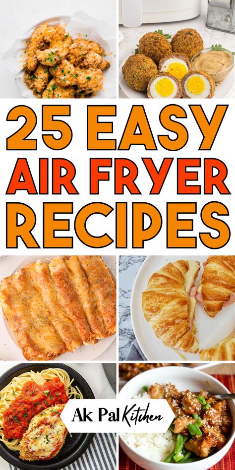 Looking for quick and easy air fryer meals? This collection has everything from air fryer chicken recipes and healthy dinners to crispy air fryer vegetables and appetizers. Perfect for busy weeknights or family dinners, these air fryer recipes include options for breakfast, snacks, and even desserts. Whether you’re cooking for two or feeding a crowd, these air fryer meal ideas are simple, delicious, and packed with flavor! 10 Minute Air Fryer Recipes, Air Fryer Settings, Air Fryer Recipes Beginner, Easy Air Fryer Meals Healthy Chicken, Gourmet Air Fryer Recipes, Recipes For Air Fryer Simple, Air Fryer Easy Meals, Air Fryer Soup Recipes, Air Fryer Entrees