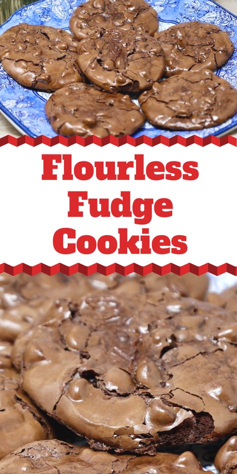 Flourless Fudge Cookies, Flourless Cookies Chocolate Chips, Cookie Recipes Without Flour, Flourless Sugar Cookies, Baking Recipes Without Flour, Desserts Without Flour, No Flour Desserts, Flowerless Cookies, Recipes Without Flour