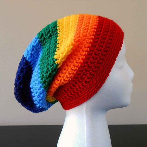 LGBT Gay Pride Rainbow Slouchy Beanie - Adult | Slouch Hats ... Slouchy Beanie Crochet, Rainbow Beanie, Rainbow Hats, Long Beanie, Fest Outfits, Beanie Crochet, Rainbow Outfit, Rainbow Crochet, Slouch Beanie