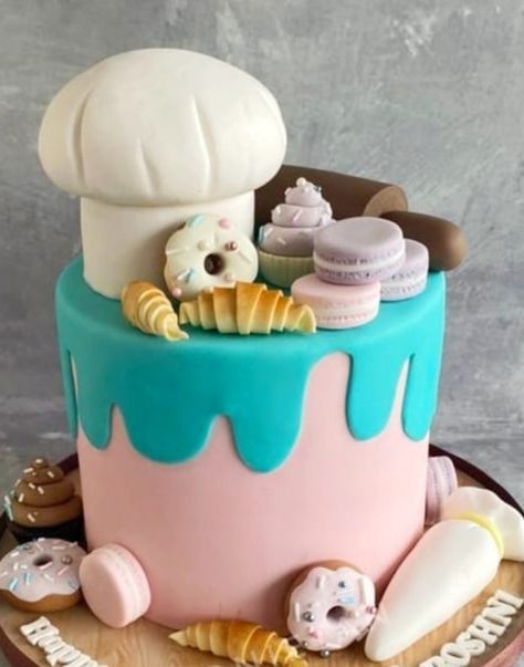 #cake #cakedecorations #chocolate #chocolatecake Baking Themed Cake, Decorations For Events, Cooking Theme, Chef Cake, 3 Cake, Chef Party, Baker Cake, Baking Classes, Tool Cake