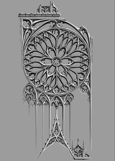 Rose Window Drawing, Gothic Rose Window, Aaa Tattoo, Gothic Ruins, Gothic Architecture Drawing, Gothic Tracery, Sketch Cars, Gothic Tattoos, Gothic Drawings