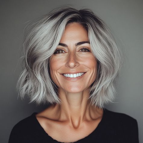 capecod8999 A pretty 45 year older woman with Concave Bouncy f8e36ea7 11f5 43ad bd0e 8f35e2d780cd 2 Silver Wavy Bob, Bouncy Lob, Gray Hair Bobs Older Women, White Hair Styles, Cool Grey Hair, Gray Bob, Grey Hair Bob Older Women, Bouncy Bob, Lob Hairstyles