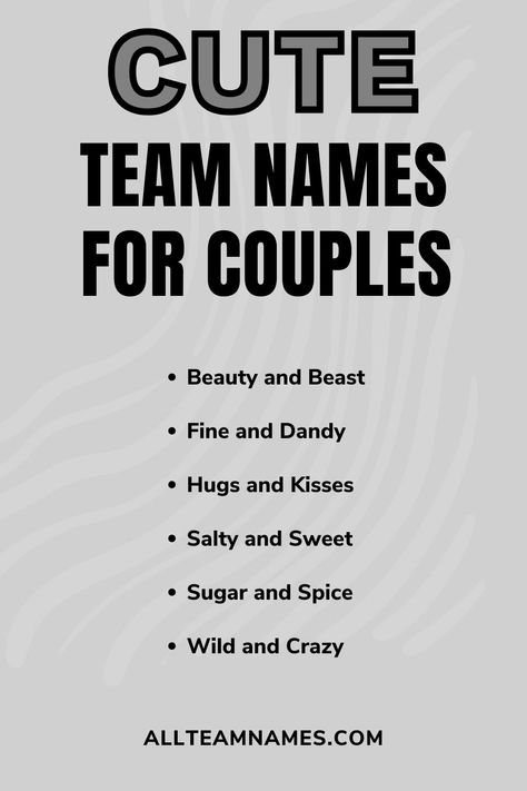 cute team names for couples list Couples Names Ideas, Endearment Names For Couples List, Cute Matching Names Couple, Cute Life 360 Circle Names For Couples, Couple Names Ideas For Game, Instagram Couple Name Ideas, Matching Display Names Roblox Ideas Couple, Endearment Names For Couples, Matching Names Couple