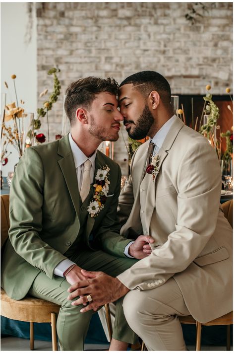 gay kiss, gay books, gay outfit, gay wedding, gay pfp, gay man, gay man style, gay outfits men, gay matching Lgbtq Wedding Two Grooms, Mlm Weddings, Queer Wedding Photography, Wedding Masculine, Mlm Wedding, Gay Marriage Ideas, Gay Wedding Outfits, Gay Wedding Flowers, Queer Wedding Ideas