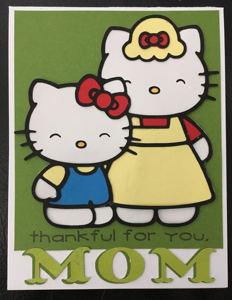 Hello Kitty Mothers Day Card, Hello Kitty And Her Mom, Hello Kitty Mothers Day, Happy Women's Day Card, Hello Kitty Card, Hello Kitty Pics, Mothers Day Drawings, Aesthetic Hello Kitty, Kitty Crafts