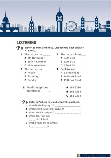 Listening Test Worksheet, Listening Comprehension Worksheets, Listening Skills Worksheets, Listening Worksheet, Cambridge Book, Listening English, Listening Activities, English Listening, Comprehension Exercises