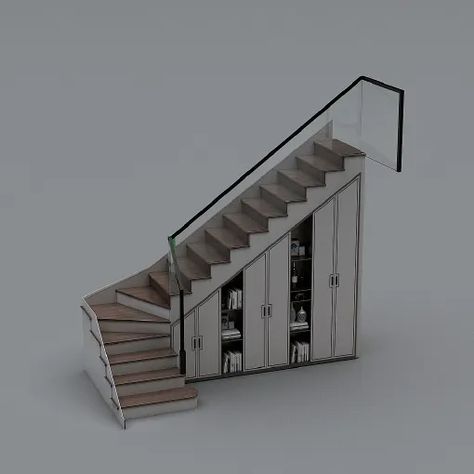 Stairs 3d, Stairs Decor Ideas, Stairs Remodel, Stairs Storage Ideas, Commercial Stairs, Stairs Makeover Ideas, Maquette Architecture, Farmhouse Stairs, Storage Stairs