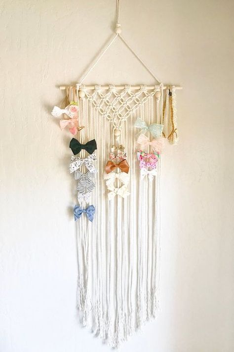 boho bow holder Boho Bow Holder, Hair Bow Hanger, Boho Macrame Wall Hanging, Hair Accessories Storage, Bow Hanger, Bow Organizer, Organizing Hair Accessories, Hair Accessories Boho, Hair Bow Holder