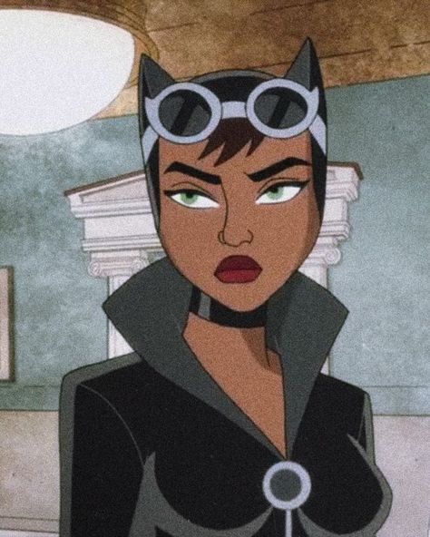 Black Catwoman Pfp, Black Cat Woman Art, Harlie Queen, 00s Cartoons, Catwoman Black, Catwoman Pfp, Black Harley Quinn, Black Catwoman, Catwoman Comic