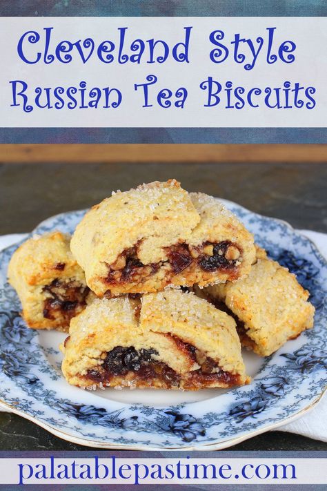 Russian Tea Biscuits are a Jewish pastry originating from Cleveland Ohio and being  similar to jam filled rugelach. via @suelau1 Russian Tea Biscuits, Tender Scones, Rugelach Cookies, Russian Tea Cookies, Fruit Breads, Russian Pastries, Rich Tea Biscuits, Biscuits Recipes, Cranberry Bliss Bars