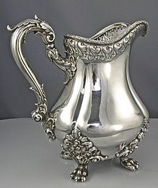 Theodore B Starr sterling silver antique pitcher Antique Pitcher, Silver Centerpiece, Antique Silverware, American Antiques, Silver Tea, Silver Flatware, Chocolate Pots, New Years Day, Centerpiece Bowl