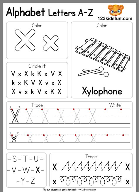 Letter X Worksheets Kindergarten, Letter X Worksheets For Preschoolers, X Worksheets For Preschool, Shape Worksheets For Preschool, Kids Handwriting Practice, Worksheets For Preschoolers, Letter Worksheets For Preschool, Abc Worksheets, Alphabet Worksheets Kindergarten