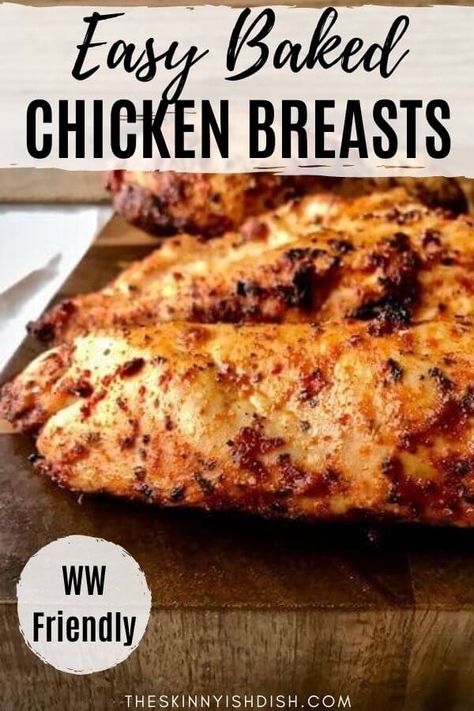 Introducing one of the best baked chicken recipes you’ll find. This simple and healthy chicken breast is perfect for weeknight meals and can be used in so many ways with meal prep. #bakedchicken #chickenrecipes #ww Weight Watchers Chicken Breast Recipes, Weight Watchers Chicken Breast, The Best Baked Chicken, Skinnyish Dish, Best Baked Chicken, Easy Baked Chicken Breast, Healthy Baked Chicken, Chicken Breast Recipes Baked, Weight Watchers Chicken