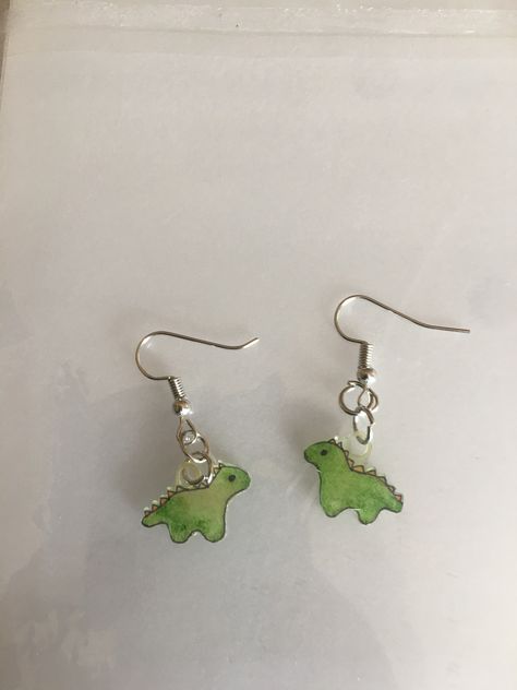 Cottegcore Earrings, Dinosaur Earrings Diy, Cute Funky Earrings, Cute Fun Earrings, Shrink A Dink Ideas, Fun Jewelry Aesthetic, Shrinkadink Ideas, Shrinking Plastic Earrings, Funky Earrings Aesthetic