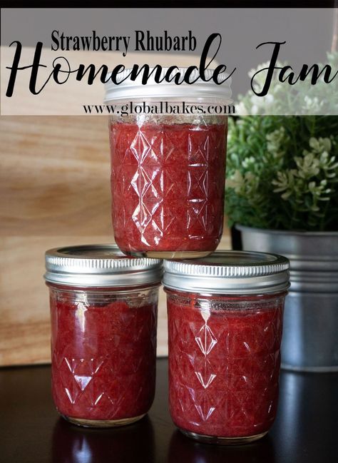 Homemade jam is one of those simple luxuries that you don’t realize you are missing until you have some. This Strawberry Rhubarb Jam is easy to make, delicious, and even makes a great gift! Jam Without Pectin, Rhubarb Jam Recipes, Strawberry Rhubarb Jam, Rhubarb Jam, British Recipes, Countertop Oven, Different Fruits, Strawberry Rhubarb, Homemade Jam