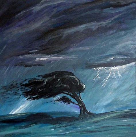 Black Acrylic Painting, Wind Tree, Family Tree Painting, Silhouette Sketch, Storm Art, Paintings Ideas, Black Acrylic Paint, Trendy Tree, Summer Rain