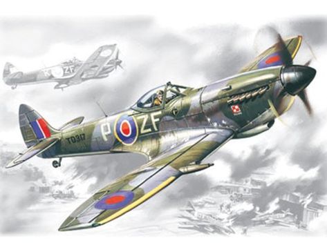 Spitfire Tattoo, Spitfire Airplane, Spitfire Plane, Aircraft Model Kits, Wwii Airplane, Wwii Fighters, Airplane Art, Scale Model Kits, Supermarine Spitfire