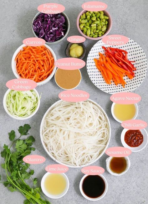 Cold Peanut Noodles, Peanut Noodle Salad, Noodle Salad Cold, Rice Noodle Salad, Cabbage Rice, Sweet Carrot, Peanut Noodles, Lemon Blueberry Muffins, Summer Meal Planning