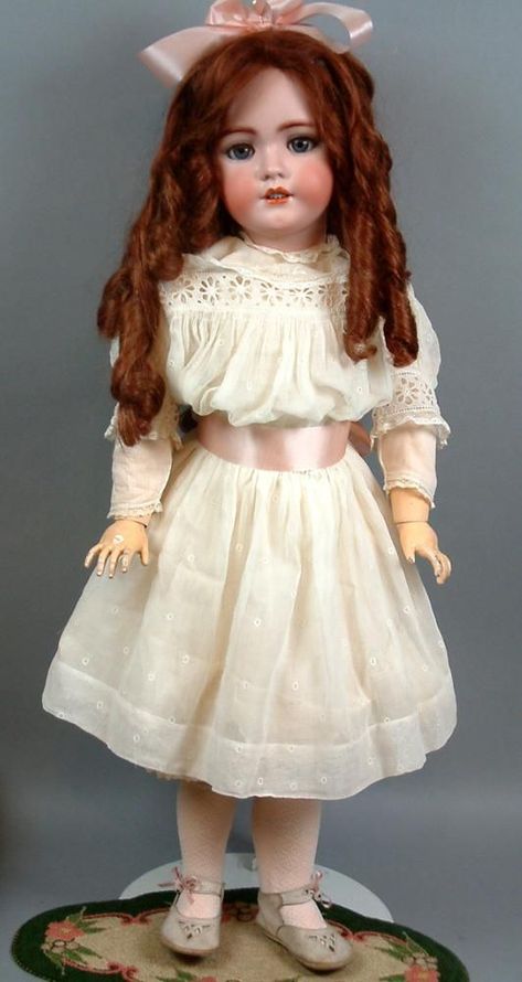 The extremely rare antique French porcelain dolls painted and made entirely by hand with insect theme on their faces directly... Antique Porcelain Dolls, Antique Doll Dress, Crochet Baby Sandals, Knit Baby Booties, Victorian Dolls, China Dolls, French Dolls, German Dolls, Doll Wigs